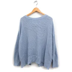 ロデオクラウンズ Rodeo Crowns バックリボン ニット セーター 長袖 丸首 無地 コットン 綿 F ライトブルー /FT23