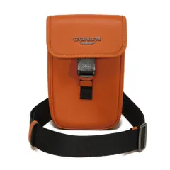COACH コーチ レーサー フォーン クロスボディ バッグ 現行 スムース カーフ ポシェット 未使用 ロゴ メタル オレンジ ショルダーバッグ CAJ42