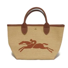 Longchamp ロンシャン ル パニエ プリアージュ S キャンバス カウハイドレザー かごバッグ 2WAY ショルダーバッグ ホース ブラウン ハンドバッグ 10144HZB035