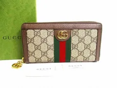 グッチ GUCCI GG スプリーム キャンバス オフィディア シェリーライン ラウンドファスナ― 長財布 メンズ レディース 【未使用保管品】