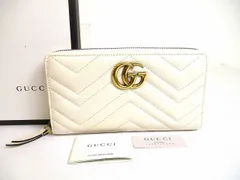 グッチ GUCCI GG マーモント レザー ラウンドファスナー長財布 ジップアラウンドウォレット メンズ レディース 【新品同様】