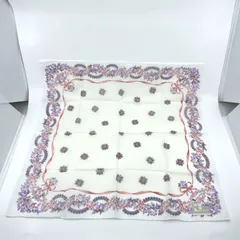 Aquascutum　アクアスキュータム　ハンカチ　スカーフ　花　フラワー　白　ホワイト　コットンのサムネイル