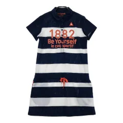 サイズ：L LE COQ GOLF ルコックゴルフ  半袖ポロワンピース ボーダー柄 ネイビー系 [240101647847] ゴルフウェア レディース ストスト