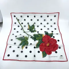 Valentino garavani　ヴァレンチノガラヴァーニ ハンカチ　スカーフ　ドット　フラワー　花　縁レッド　コットン