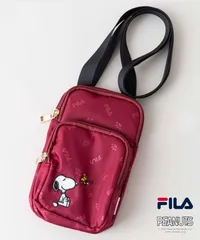 FILA × PEANUTS スヌーピー ショルダーバッグ ポーチ ボルドー スマホポシェット SNOOPY