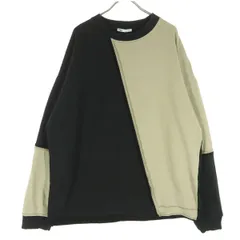ZARA ザラ バイカラー 長袖 スウェット L ブラック系 ベージュ メンズ 古着