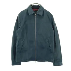 美品 MEN'S BIGI メンズビギ ジップアップ レザージャケット 2 ティール 羊革 メンズ 古着