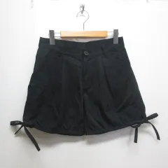 エックスガール x-girl リボン ショート パンツ ショーツ 1 黒 ブラック ジッパーフライ