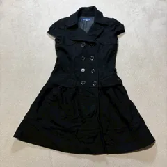【早い者勝ち】 BURBERRY LONDON BLUE LABEL (バーバリーロンドンブルーレーベル) ウールワンピース フレンチスリーブワンピース ダブルボタン 刺繍ロゴ レディースMサイズ