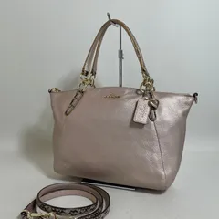 2603-10｜美品｜コーチ 2WAYバッグ メタリックピンク パイソン型押し