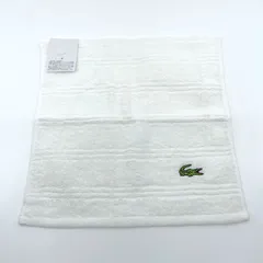 ラコステ / LACOSTE　ハンカチ　ミニタオル　ロゴ刺繍　ホワイト　白　コットン