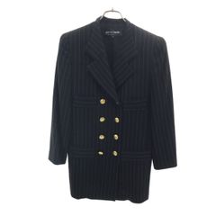 レナランゲ テーラードジャケット ストライプ 金ボタン シルク混 