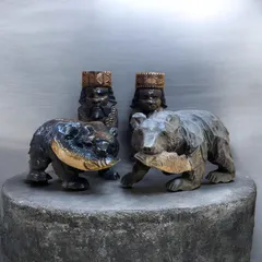 木彫り 熊 アイヌ人形 4点セット 民芸品 置物 北海道 アイヌ 北海道 熊 木彫り 置物 インテリア クマ オブジェ 民芸品 工芸品