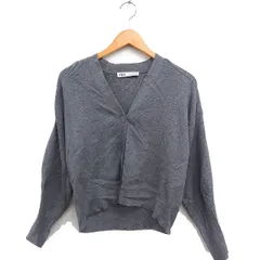 ザラ ZARA リブ ニット カーディガン Vネック 無地 M グレー 灰 /FT24