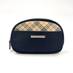 BURBERRY ノバチェック キャンバス ブラック×ベージュ ポーチ シルバー