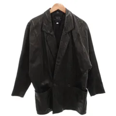 WB レザーコート ジャケット チェスター ダブル 型押し ショート M 黒 ブラック /FF ■ECB001