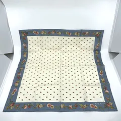 ラルフローレン　Ralph Lauren 大判ハンカチ　スカーフ　花　フローラル　縁ブルー　コットン