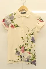 【中古】 RALPH LAUREN レディースポロシャツ M ポロシャツ RALPH LAUREN M アイボリー 花柄