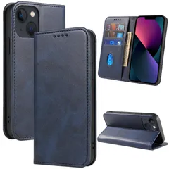 iphone 13 ケース 手帳型 携帯カバー レザー 耐衝撃 耐摩擦 軽量 着脱しやすい 全面保護 手触りが良い マグネット式 カード収納 スタンド機能 人気 上質 6.1インチ対応 EUMADOVE (ディープオーシャンブルー iPhone 13)