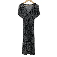 LAURAASHLEY(ローラアシュレイ) ワンピース サイズ13 L レディース美品  - 黒×白 Vネック/半袖/ロング/花柄