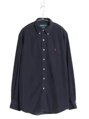 【お得なクーポン配布中!】 90s ラルフローレン 細畝 コーデュロイ 長袖 ボタンダウン シャツ メンズ L オールド ポロ 長袖シャツ コットン ワンポイント シンプル 紺