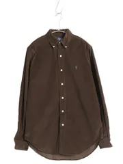 【お得なクーポン配布中!】 90s ラルフローレン 細畝 コーデュロイ 長袖 ボタンダウン シャツ メンズ S オールド ポロ 長袖シャツ ワンポイント シンプル BD ブラウン