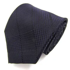 スーツセレクト ブランド ネクタイ チェック柄 シルク混 PO メンズ パープル SUIT SELECT 【中古】