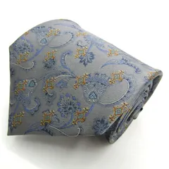 キミジマ ブランド ネクタイ ペイズリー柄 シルク 日本製 PO メンズ グレー KIMIJIMA 【中古】