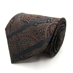 キミジマ ブランド ネクタイ ペイズリー柄 シルク 日本製 PO メンズ ブラウン KIMIJIMA 【中古】