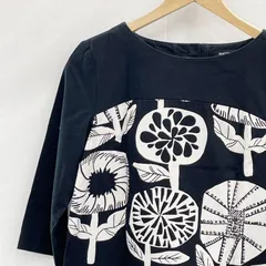 marimekko 植物柄ワンピース 36 ブラック  レディース ファッション