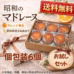 【お試しセット6個】愛知県産きぬあかり使用 昭和のマドレーヌ オレンジ入り  個包装 焼き菓子 手作り 送料無料のサムネイル