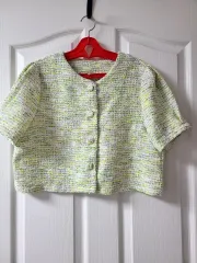 ツイード 半袖 クロップド ジャケット