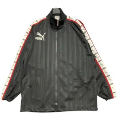 PUMA プーマ シャドーストライプ ビッグロゴ トラックジャケット ジャージ メンズS〜M相当 古着 ヒットユニオン製 サイドライン 90s ヴィンテージ ブラック 黒【ジャージ・トラックジャケット】/ IA162