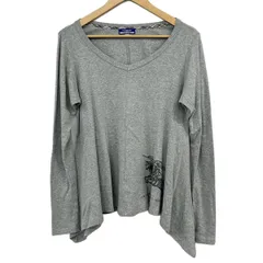 Burberry Blue Label(バーバリーブルーレーベル) 長袖Tシャツ サイズ38 M レディース美品  - グレー Vネック/変形デザイン