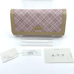 a.v.v アー ヴェ ヴェ 二つ折り長財布　チェック　ピンク系　ナイロン×PUレザーのサムネイル