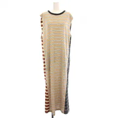 アンフィル unfil ヘンプストライプジャージーノースリーブTシャツドレス ワンピース ロング ボーダー L ベージュ マルチカラー WFSP-UW149 /YMのサムネイル