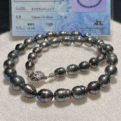 テリ強/鑑別書】黒蝶真珠 パール ネックレス ピーコック 8.6-12.2mm