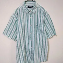 マックレガー　未使用品質　美品　半袖シャツ　メンズL　ストライプ柄　グリーン系