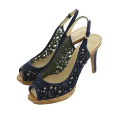 セブントゥエルブサーティ VII XII XXX サンダル ピンヒール プラットフォーム レース 24.5cm 紺 /MI ■OS