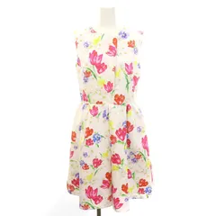 チェスティ Chesty ノースリーブワンピース 花柄 ひざ丈 総柄 チュール 1 白 ホワイト マルチカラー /CX ■OS