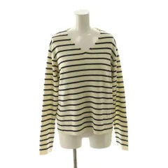 オペークドットクリップ OPAQUE.CLIP Vネックニット セーター ボーダー M 白 ホワイト 黒 ブラック /AG ■OS