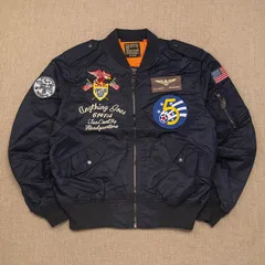 【送料無料】MA-1 フライトジャケット メンズ ネイビー アメカジ ストリートファッション ナイロン素材 中綿なし M-3XL