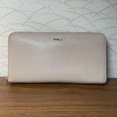 【美品】FURLA フルラ 長財布 ラウンドファスナー レザー ベージュ