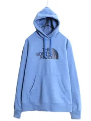【お得なクーポン配布中!】 ノースフェイス プリント スウェット フード パーカー メンズ М 古着 The North Face プルオーバー 裏起毛 トレーナー アウトドア ブルー