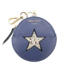 ジミーチュウ JIMMY CHOO タグ付き コインケース 小銭入れ 星 スター グリッター レザー 青 ブルー /FFのサムネイル