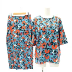ダイアンフォンファステンバーグ DIANE von FURSTENBERG 21年製 ブラウス 五分袖 タイトスカート ロング 花柄 XS 2 青 ブルー 赤 レッド /MF ■OSのサムネイル