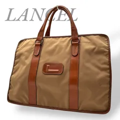 【B4705】 LANCEL ランセル ボストンバッグ ビジネスバッグ ヴィンテージ ナイロン レザー ブラウン 旅行 大容量 ユニセックス