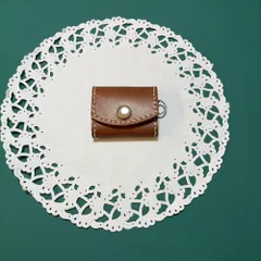 ハンドメイド　レザー  本革　コインケース　茶色
