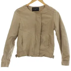 ユナイテッドアローズ UNITED ARROWS レザージャケット 上着 36 羊革 ライトベージュ ノーカラー 長袖 サイドポケット /GG ■ECD001