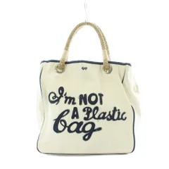 アニヤハインドマーチ ANYA HINDMARCH ハンドバッグ トートバッグ キャンバス アイボリー ネイビー ■GY11 /RI ■OS